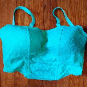 VS Pink Wireless Lightly Lined Bra sz S-DD Teal Blue Green Lace Overlay NWT